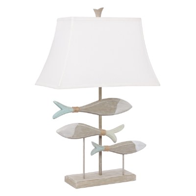 30" Multipastels and Beige Triple Fish Table Lamp
