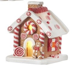 3" LED Gingerbread House With Open Door and Gingerbread Man