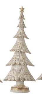 16" Whitewashed Gold Polyresin Christmas Tree