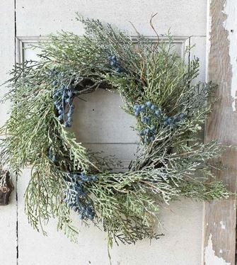 6" Opening Faux Blue Berries and Cedar Candle Ring