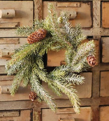 3.5" Opening Faux Frosted White Spruce and Pinecone Candle Ring