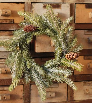 4.5" Opening Faux Frosted White Spruce and Pinecone Candle Ring