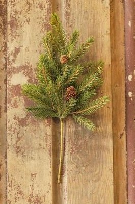 16" Faux White Spruce and Petite Pinecone Spray