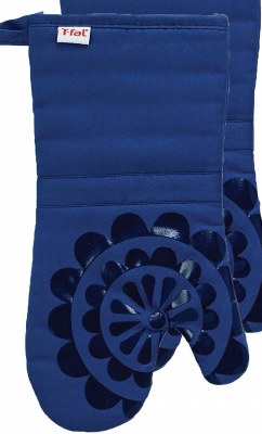 13" T-Fal Blue Cotton and Silicone Medallion Oven Mitt