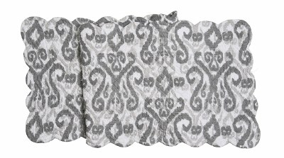 14" x 51" Gray and White Heather Quilted Table Runner
