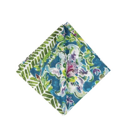 20" Square Purple, Green and Blue Tropical Garden Cloth Napkin