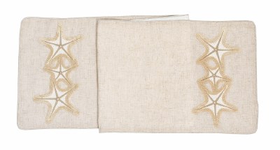 14" x 54" Natural Linen Blend Seastars Table Runner