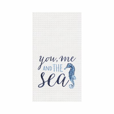 18" x 27" You, Me and The Sea Waffle Knit Kitchen Towel