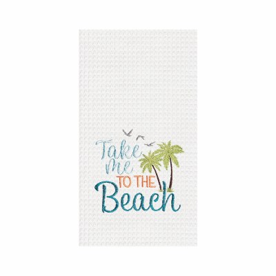 18" x 27" Take Me To The Beach Waffle Knit Kitchen Towel