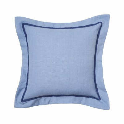 18" Square Pacific Blue Flange Pillow With Navy Border