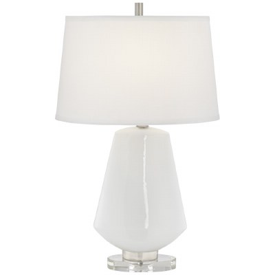 25" White Glass Lamp With Acrylic Base