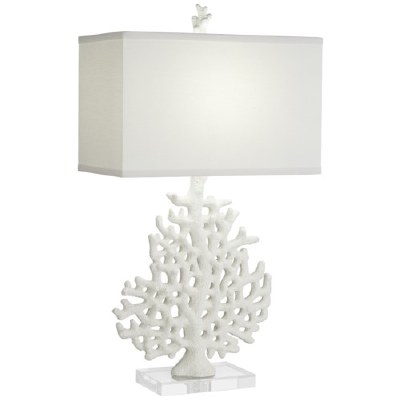 29" White Polyresin Coral Lamp With Acrylic Base