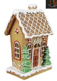 7" LED One Story Gingerbread House With Fish Scale Roof