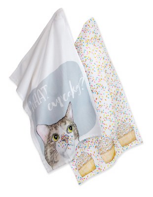 Set of 2 28" x 18" What Cupcakes Cat Kitchen Towels