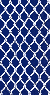 9" x 5" Navy and White Net Knots Guest Towels