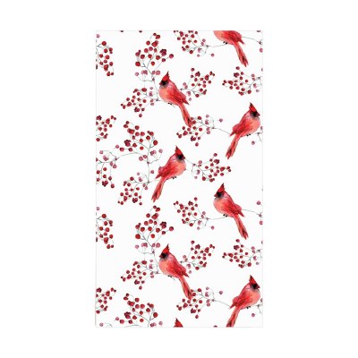 5" x 8" Red and White Cardinals With Red Berries Guest Towels