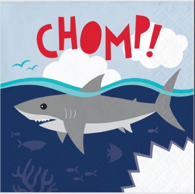 5" Square Gray Shark Chomp Beverage Napkins
