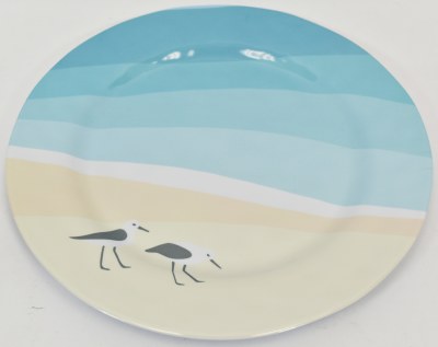 11" Round Sandpipers Melamine Dinner Plate