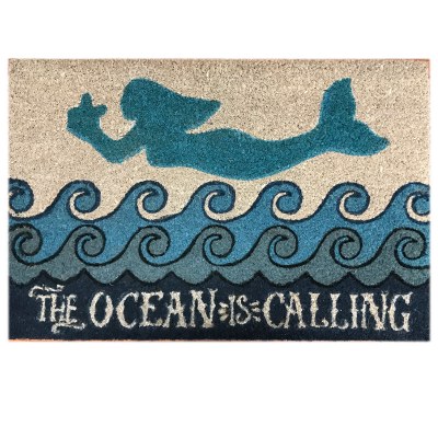 16" x 24" Blue Mermaid Ocean Calling Coir Fiber Doormat