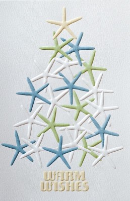 8.5" x 5.5" Box of 16 Starfish Tree Warm Wishes Christmas Cards