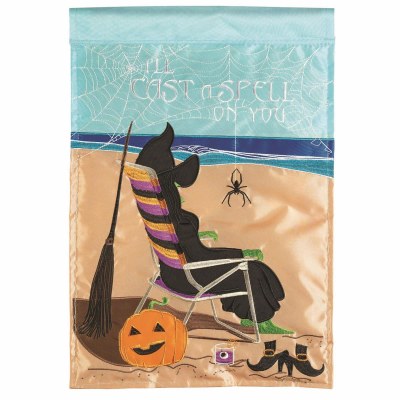 18" x 13" Mini Cast a Spell Witch on Beach Garden Flag Halloween Decoration
