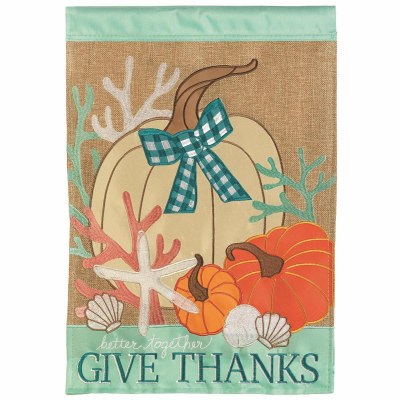 18" x 13" Mini Coastal Thanksgiving Pumpkins and Coral Garden Flag