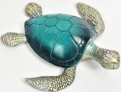 8" Navy and Silver Polyresin Sea Turtle