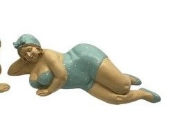 14" Light Turquoise Dotted Chubby Beach Lady Laying Down