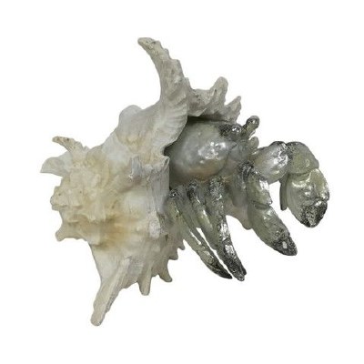 7" Silver Polyresin Hermit Crab in Shell