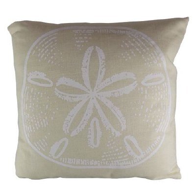 15" Square Beige and White Sand Dollar Pillow