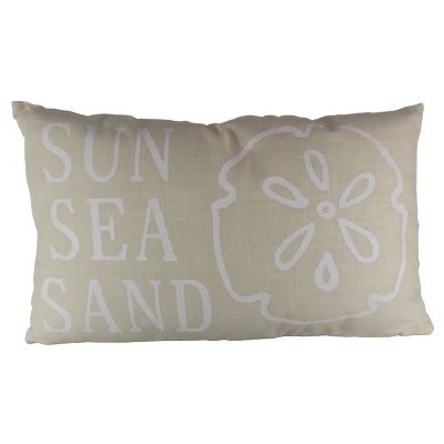 9" x 11" Beige and White Sun Sea Sand Pillow