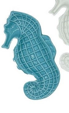 9" Blue Ceramic Seahorse Dish