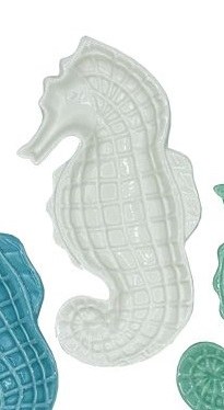 9" White Ceramic Seahorse Dish