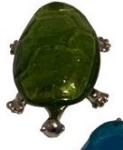 5" Green Glass and Metal Turtle Figurine