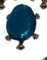 5" Light Blue Glass and Metal Turtle Figurine