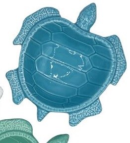 7" Blue Ceramic Sea Turtle Dish