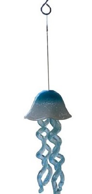 10" Blue Glass Jellyfish Wind Chime