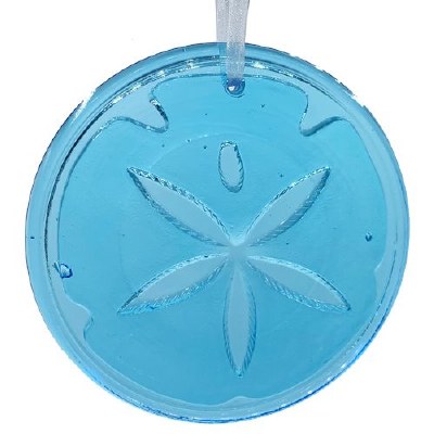 4" Round Turquoise Glass Sand Dollar Suncatcher
