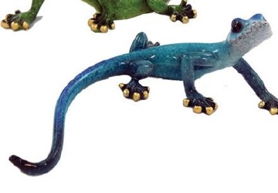 9" Glossy Blue Polyresin Gecko Figurine