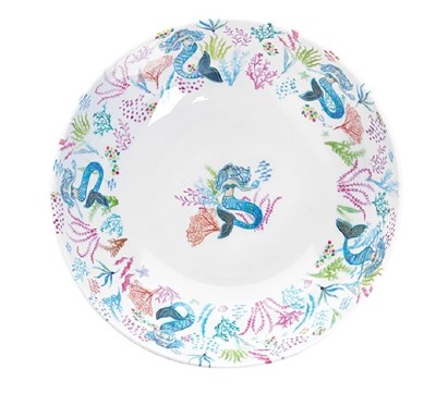 8" Round Multicolor Mermaid Garden Bowl