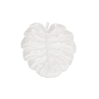 10" White Monstera Leaf Plate