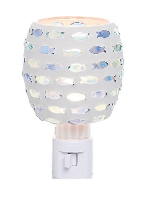 5" White Frosted Glass Fish Mosaic Night Light