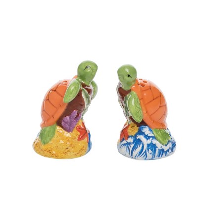 3" Multicolor Turtle Couple Beach Salt & Pepper Shakers