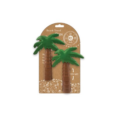 Set of 2 6" Palm Tree Beach Towel Clips