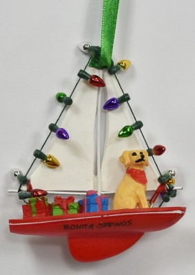 Bonita Springs Dog on a Sailboat With Presents