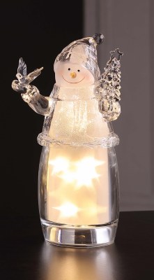 9" Clear LED Revolving Star Snowman Figurine
