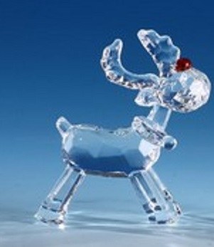 3" Clear Standing Red Nose Reindeer