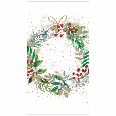 5" x 8" Festive Wreath Guest Towels