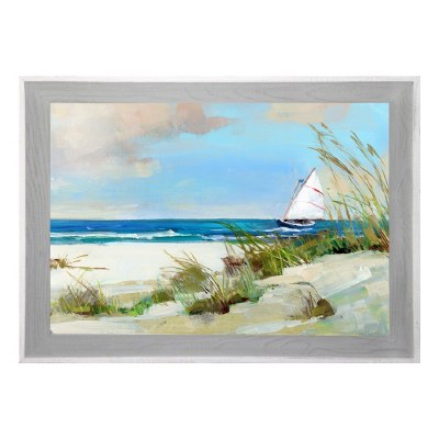 37" x 47" Sailboat and Sea Oats Gel Print With Graywashed Frame