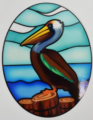 5" Oval Multicolor Pelican Window Cling